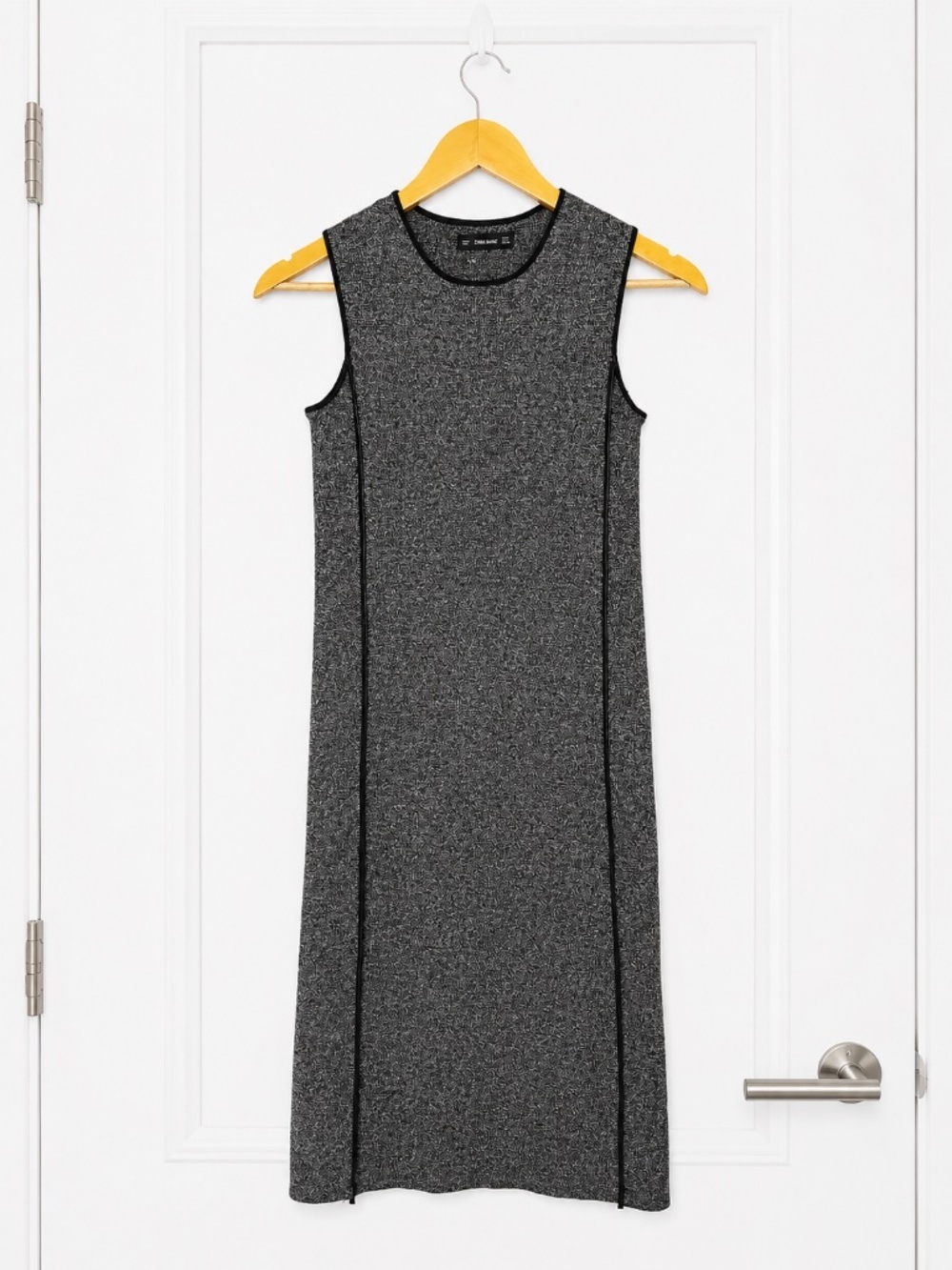 Zara Sleeveless Knit Midi Dress | Charcoal Grey A-Line Dress | Size M